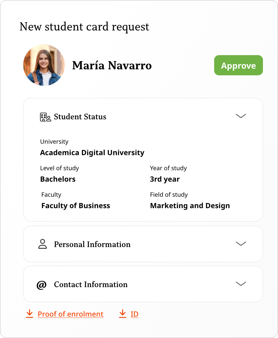 European Student Card Request Example